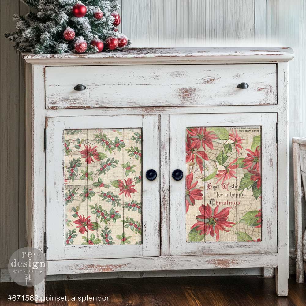 A3 Decoupage Fiber Pack - Poinsettias - 3 sheets, 11.7"x16.5" each