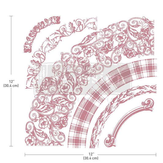 Re~Design with Prima - Curved Accents Decor Stamp 12"x12" (6 pcs)