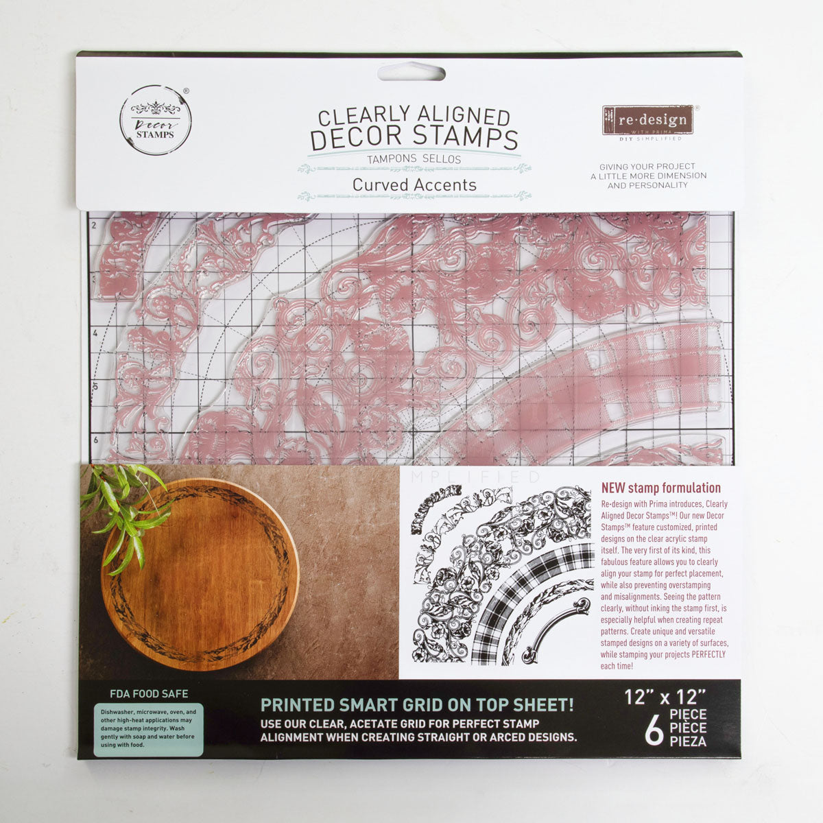 Re~Design with Prima - Curved Accents Decor Stamp 12"x12" (6 pcs)