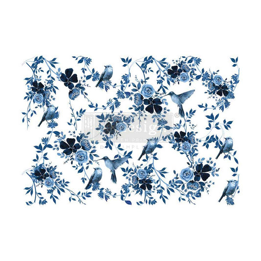 Re~Design with Prima - Pretty in Blue Decor Transfer 24"x35" (2 Sheets)