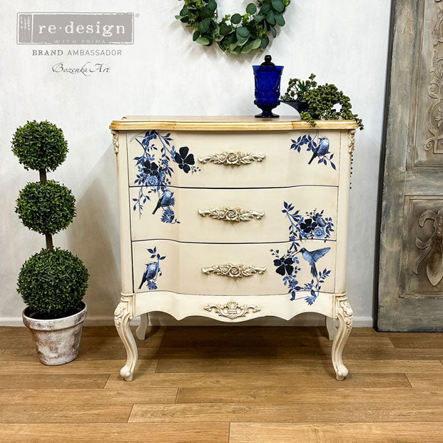Re~Design with Prima - Pretty in Blue Decor Transfer 24"x35" (2 Sheets)