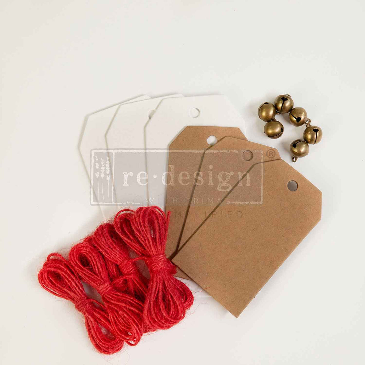 Christmas Chipboard Tags – 3 tags 2.3″x4.75″ + 3 tags 2″x3.5″ + 6 bells + twine