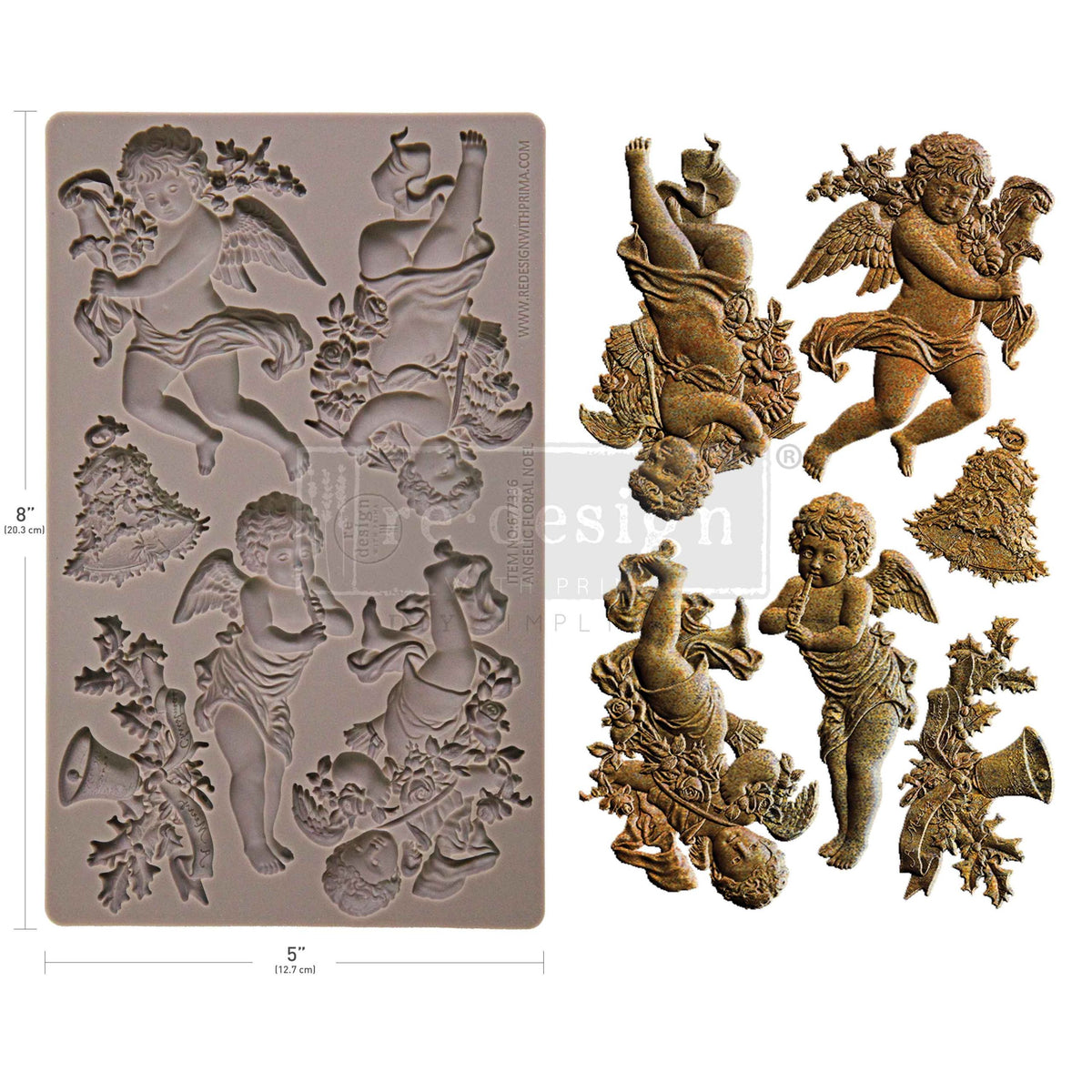Decor Moulds® – Angelic Floral Noel – 1 pc, 5″x8″x8mm