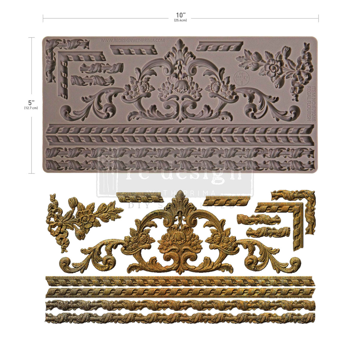 Decor Moulds® – Regal Flourish – 1 pc, 5″x10″x8mm