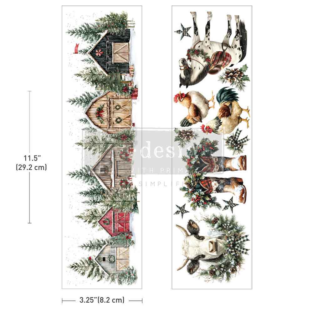 Luxe Transfers® – Christmas On The Farm – 2 sheets, 3.25″x11.5″