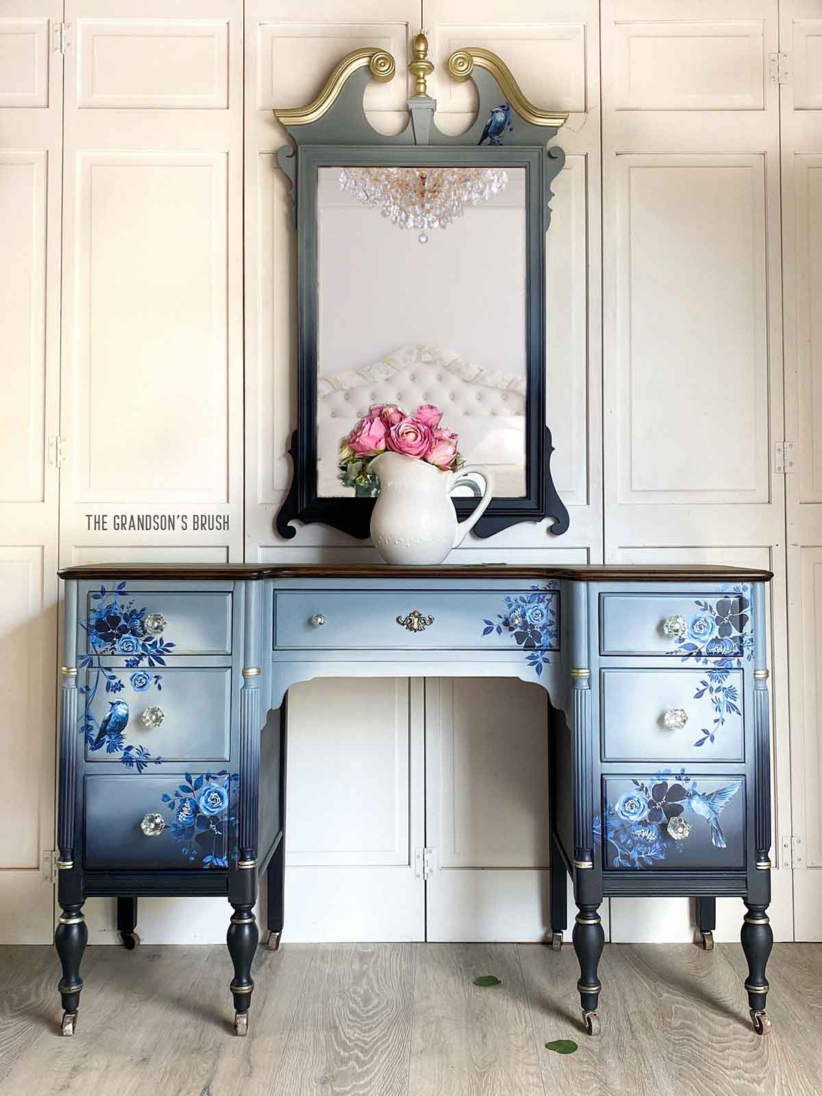 Re~Design with Prima - Pretty in Blue Decor Transfer 24"x35" (2 Sheets)
