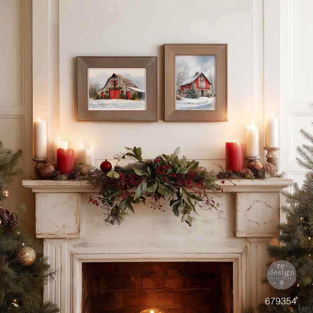 A3 Decoupage Fiber Pack – Snowy Village Charm – 2 sheets, 11.7″x16.5″