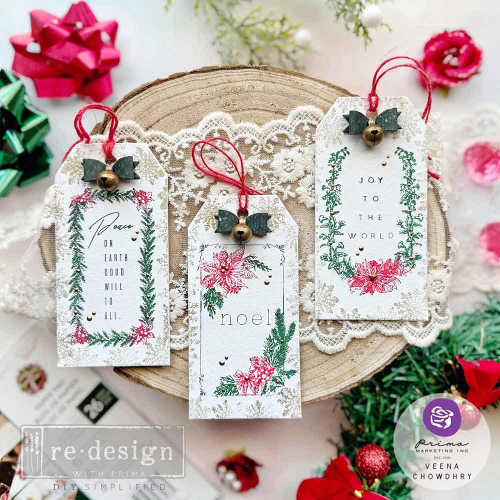 Christmas Chipboard Tags – 3 tags 2.3″x4.75″ + 3 tags 2″x3.5″ + 6 bells + twine
