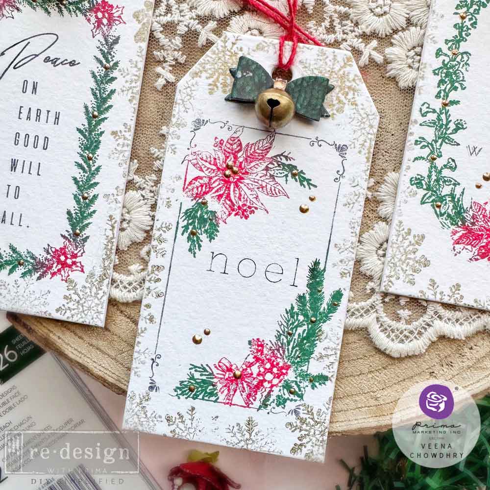 Christmas Chipboard Tags – 3 tags 2.3″x4.75″ + 3 tags 2″x3.5″ + 6 bells + twine