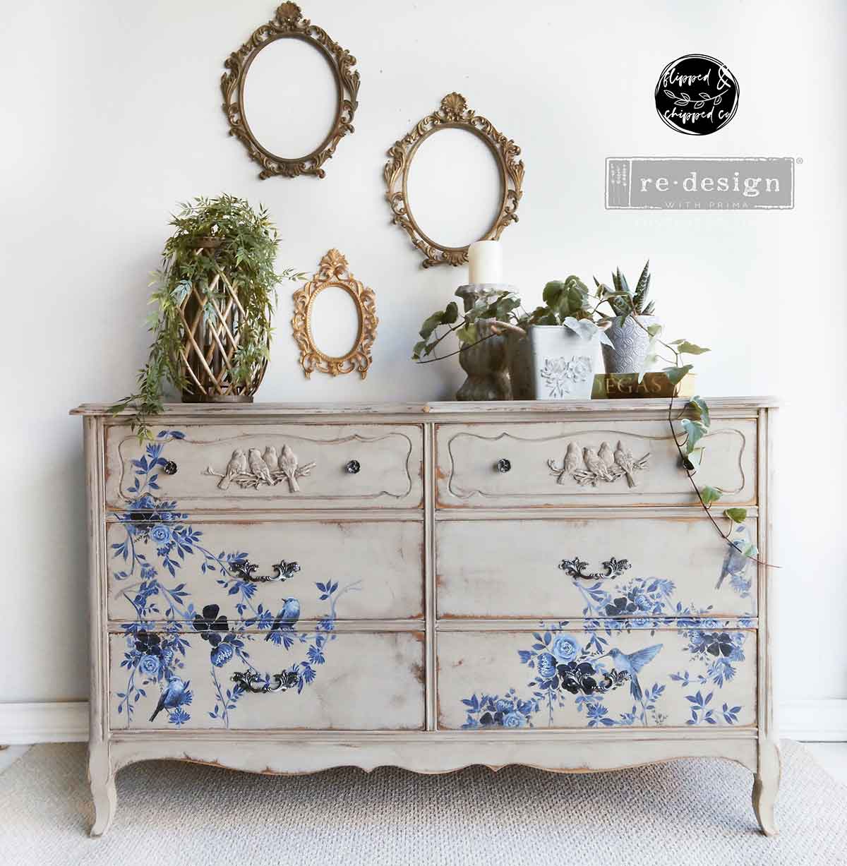 Re~Design with Prima - Pretty in Blue Decor Transfer 24"x35" (2 Sheets)