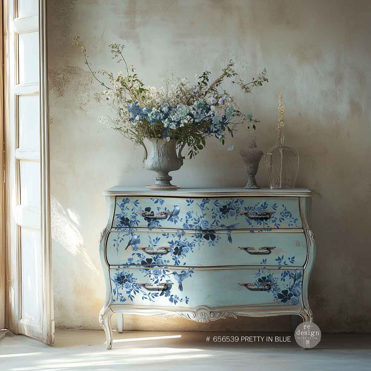 Re~Design with Prima - Pretty in Blue Decor Transfer 24"x35" (2 Sheets)